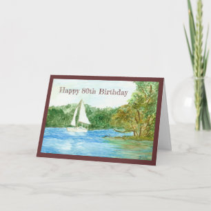 80th Birthday Sailboat Card