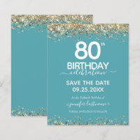 80th Birthday Save the Date Budget Invitation