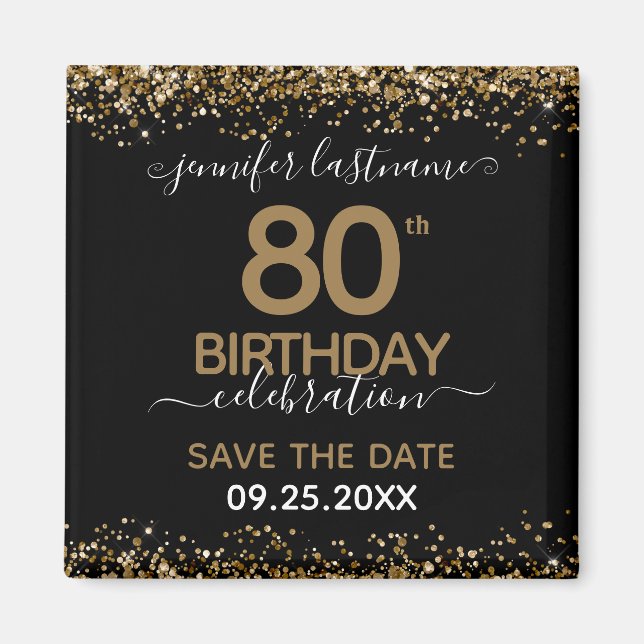 80th Birthday Save the Date Magnet (Front)
