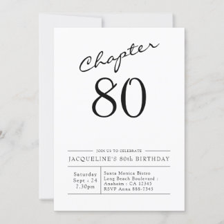 80th Birthday Script 80 Party Invitation