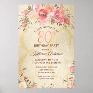 80th Birthday Shimmer Design Poster