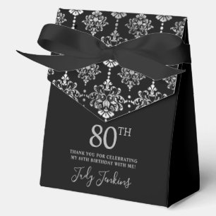 80th Birthday Silver Elegant Thank You  Favour Box
