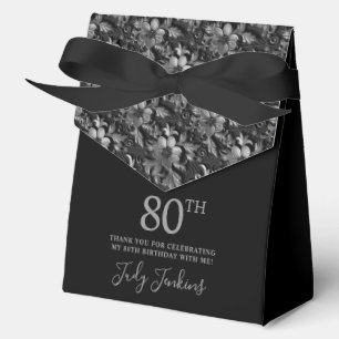 80th Birthday Silver Floral Thank You  Favour Box