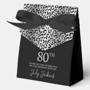 80th Birthday Silver Leopard Print Thank You  Favour Box
