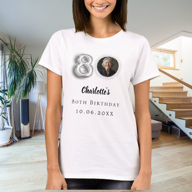 80th birthday silver photo T-Shirt (Creator Uploaded)