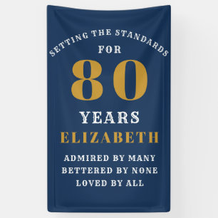 80th Birthday Standards Blue & Gold Add Your Name Banner