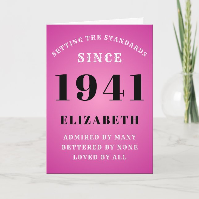 80th Birthday Standards Born 1941 Add Your Name Card (Front)
