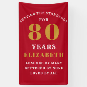 80th Birthday Standards Red and Gold Add Your Name Banner