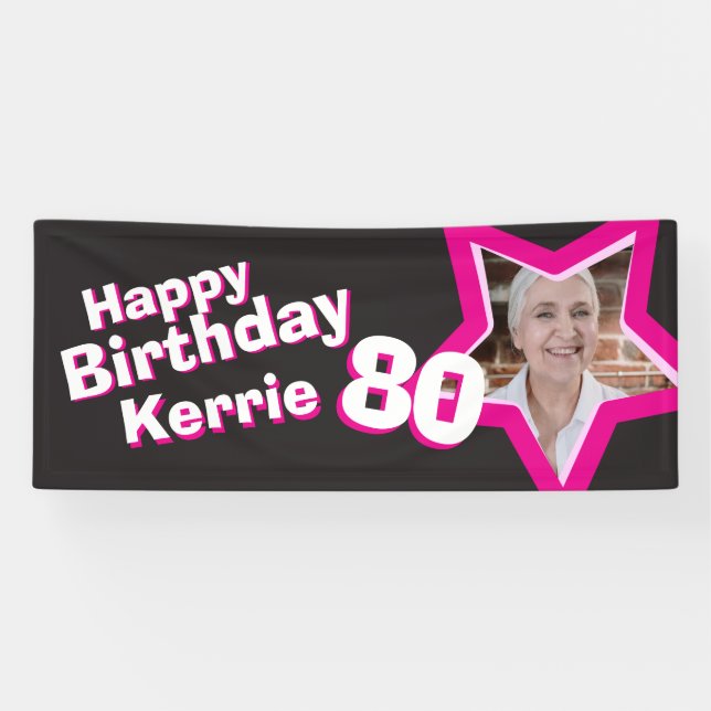 80th birthday star custom photo banner (Horizontal)