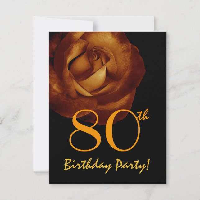 80th Birthday Template Gold Rose Metallic W245 (Front)