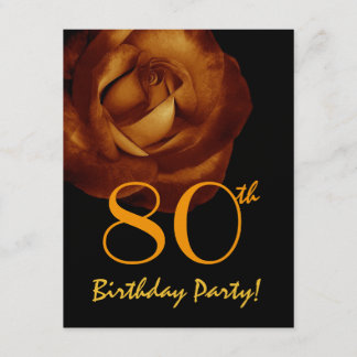 80th Birthday Template Gold Rose Metallic W245