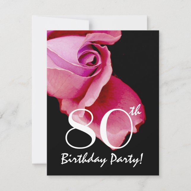 80th Birthday Template Purple and Blue Rose Y321 (Front)