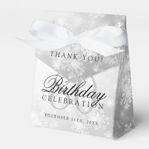 80th Birthday Thank You Silver Winter Wonderland Favour Box