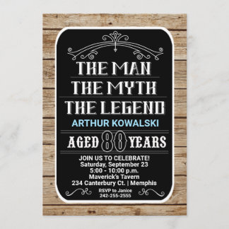 80th Birthday The Man The Myth The Legend 80 YRS Invitation