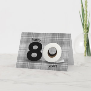 80th birthday toilet paper roll on plaid card