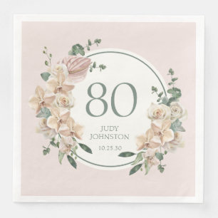 80th Birthday Tropical Floral Napkin