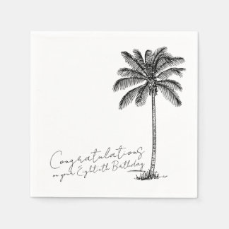 80th Birthday Tropical Palm Tree Congratulations Napkin