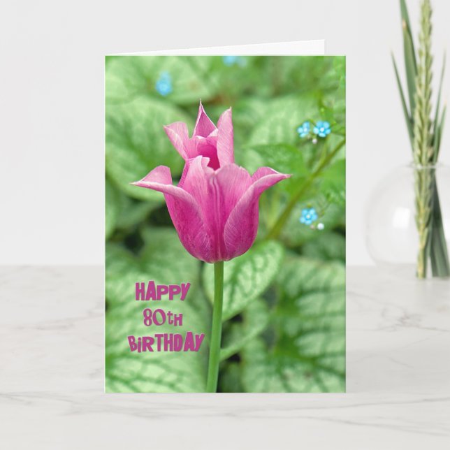 80th Birthday Tulip Card (Front)