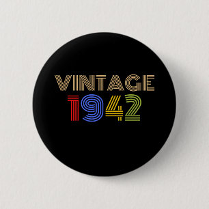 80th Birthday Vintage 1942 6 Cm Round Badge