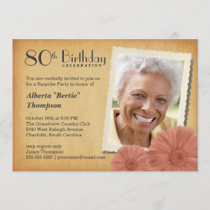 80th Birthday Vintage Daisy Photo Invitations