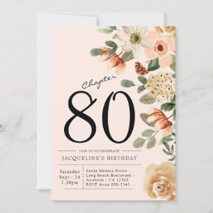 80th Birthday Vintage Floral Invitation