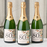 80th Birthday Vintage Floral Sparkling Wine Label<br><div class="desc">Transform any wine bottle into a memorable keepsake for a 80th birthday celebration with our charming Vintage Floral Wine Labels. Discover how these customisable Zazzle designs elevate your party décor and make the perfect gift for the wine enthusiast turning 80!</div>