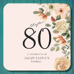 80th Birthday Vintage Floral Square Paper Coaster<br><div class="desc">Discover how our elegant 80th Birthday Vintage Floral paper coasters from Zazzle can transform your party's atmosphere with their timeless charm and delicate design. Impress your guests with these must-have table accessories that evoke fond memories and celebrate a significant milestone in style.</div>