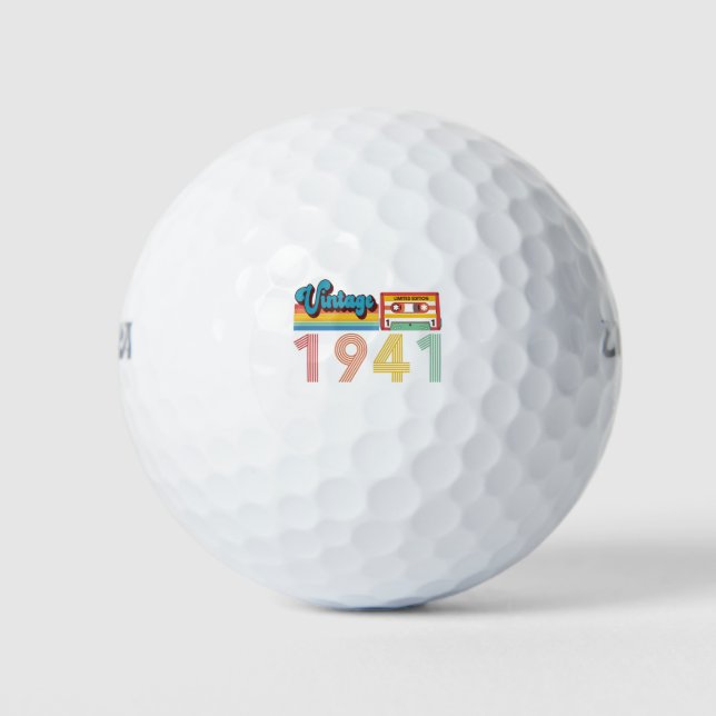80th Birthday Vintage Retro 1941 Cassette Tape Golf Balls (Front)