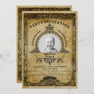 80th Birthday Vintage Retro Photo Surprise Party Invitation