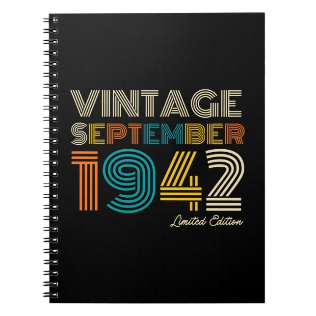 80th Birthday Vintage September 1942 Limited Edtn. Notebook (Front)