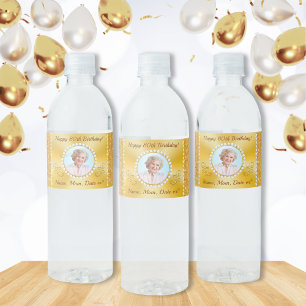 80th Birthday Water Bottle Labels, Photo or Delete Water Bottle Label