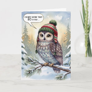 80th Birthday Watercolor Owl In Winter Hat Card