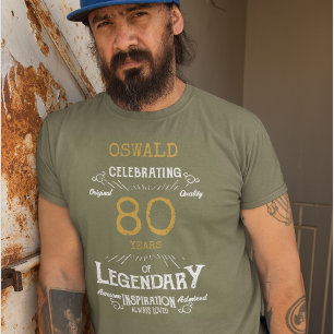 80th Birthday White Gold Print Legend  T-Shirt