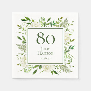 80th Birthday White Hydrangeas Napkin