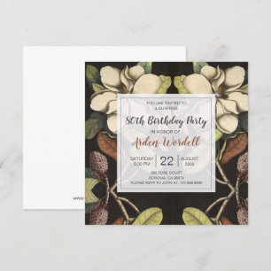 80th Birthday White Magnolias Surprise Party Invitation