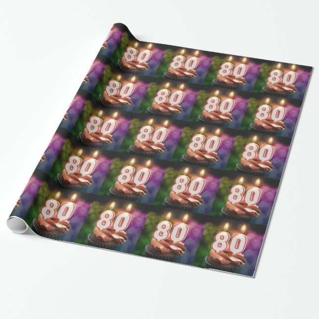 80th birthday with candles wrapping paper (Unrolled)