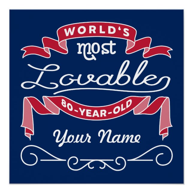 80th Birthday World’s Most Loveable 80-Year-Old Poster (Front)