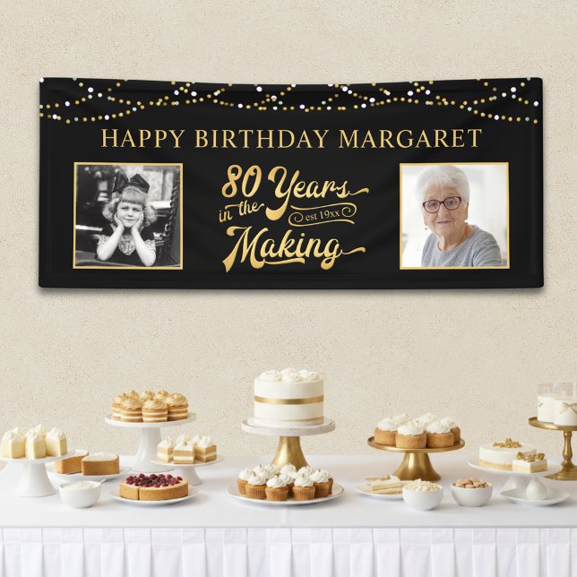 80th Birthday YEARS IN THE MAKING 2 Photos Banner (Creator Uploaded)