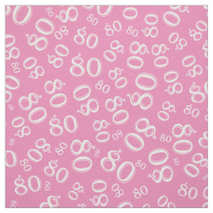 80th Cool Random Number Pattern Pink 80 Fabric