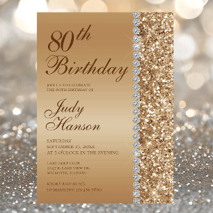 80th Elegant Gold Birthday Invitation