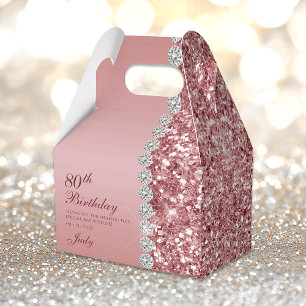 80th Elegant Rose Gold Birthday Favour Box