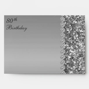 80th Elegant Silver Birthday Envelope