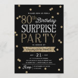 80th Glitter Confetti Surprise Party Invitation<br><div class="desc">This chic and stylish 80th Birthday Surprise Party invitation features an elegant faux rose gold glitter confetti theme with modern typography. Customise background colour to match event theme colour. For an even more memorable invitation select a die-cut shape, textured paper or a double thick paper. For a custom birthday year,...</div>