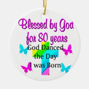 80TH GOD LOVING CERAMIC TREE DECORATION
