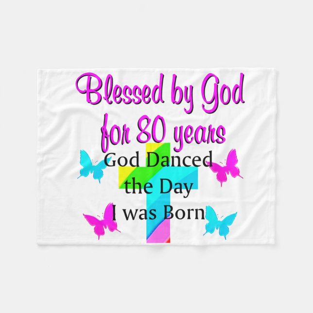 80TH GOD LOVING FLEECE BLANKET (Front (Horizontal))