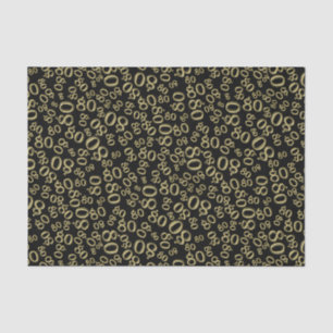 80th Gold/Black Party Random Number Pattern Tissue Paper