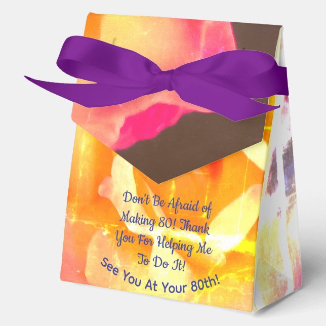 80th  golden rose photo humour text party favour box (Front)