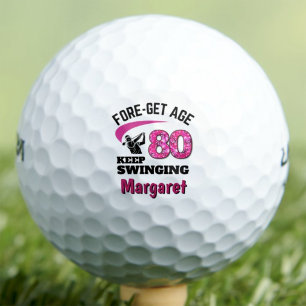 80th Golfer Gift for Friend - Keep Swinging Golf Balls