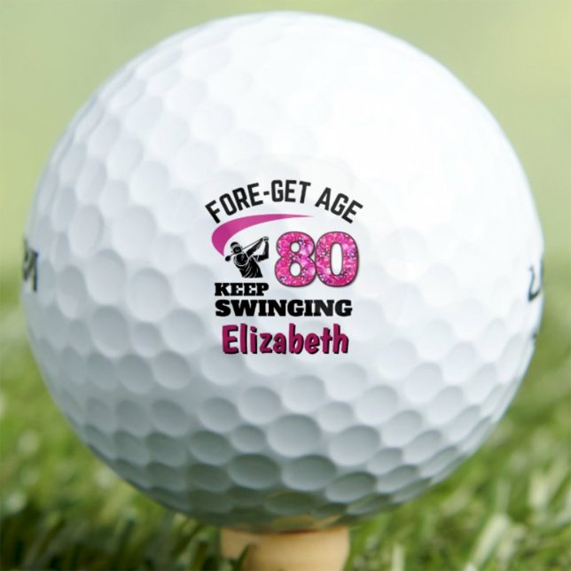 80th Golfer Gift for Mum - Keep Swinging Pink Golf Balls (Creator Uploaded)