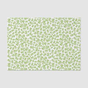 80th Green/White Party Random Number Pattern Tissue Paper